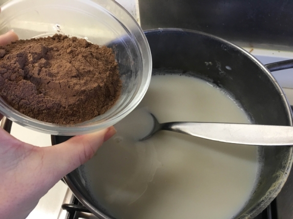 03. añadimos el cacao para las natillas de chocolate fitness en blog de fitness para mujeres y blog de recetas fitness