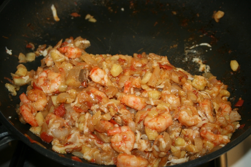 07. Verdura al final para los calabacines rellenos de gambas y verduras