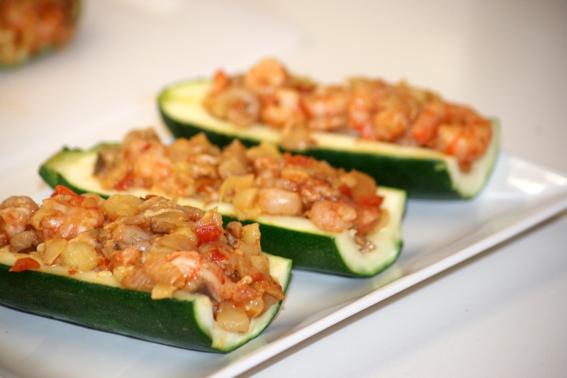 09 Bodegón calabacines rellenos de gambas y verduras